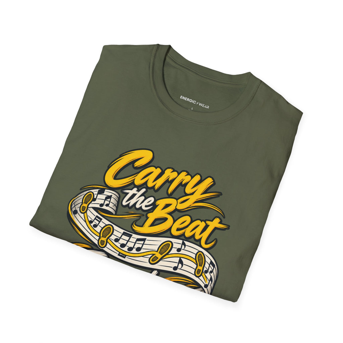 Graphic fitness T-shirt featuring the "Carry the Beat Through the Last Chorus" design.