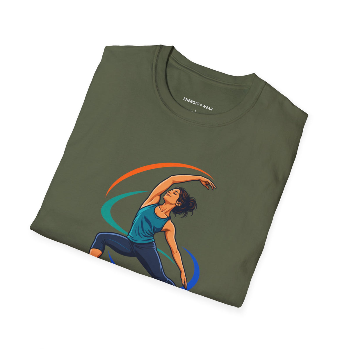 Graphic fitness T-shirt featuring the "Move with the Body You Have Today" design.
