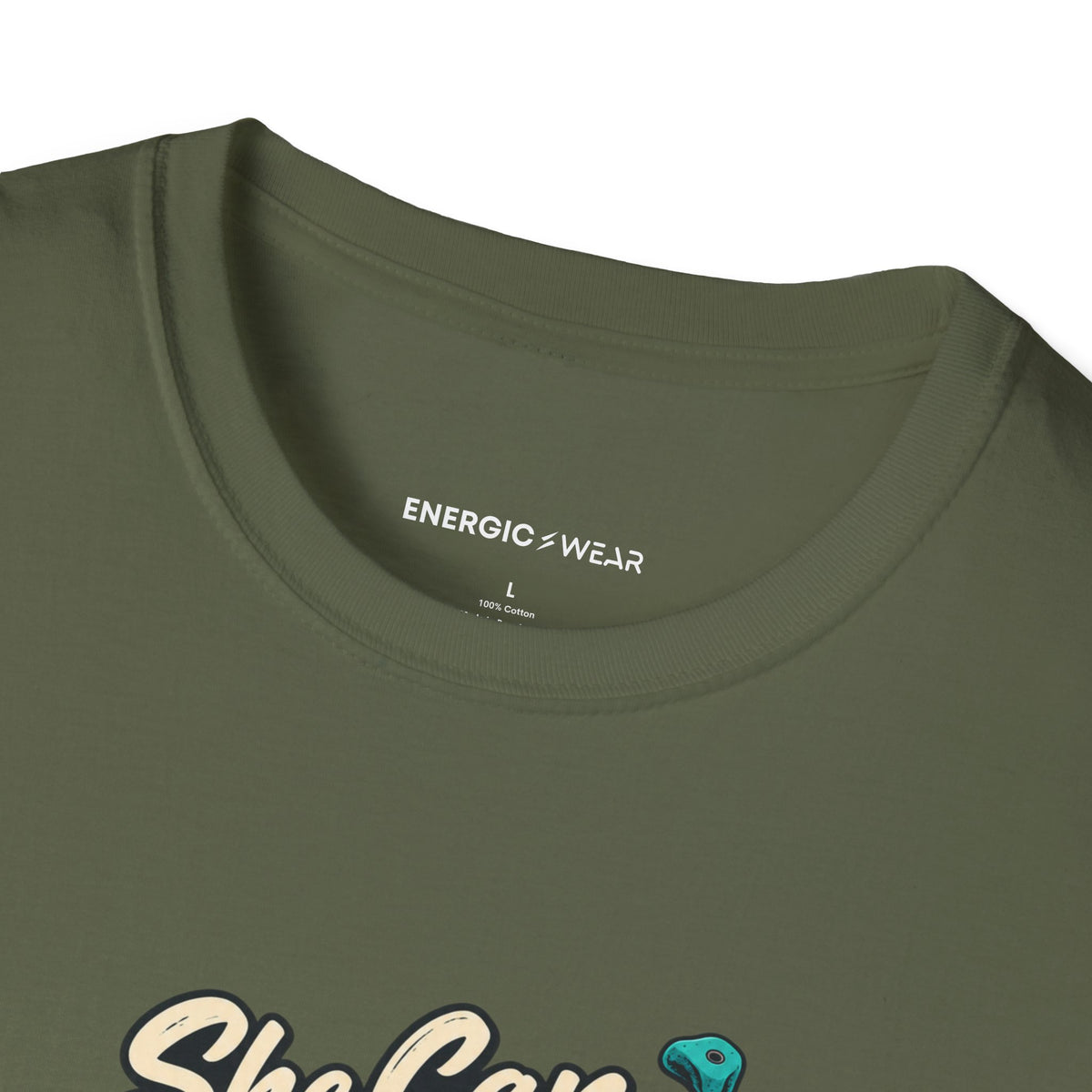 Graphic fitness T-shirt featuring the "She Can Out-Climb Her Old Doubts" design.