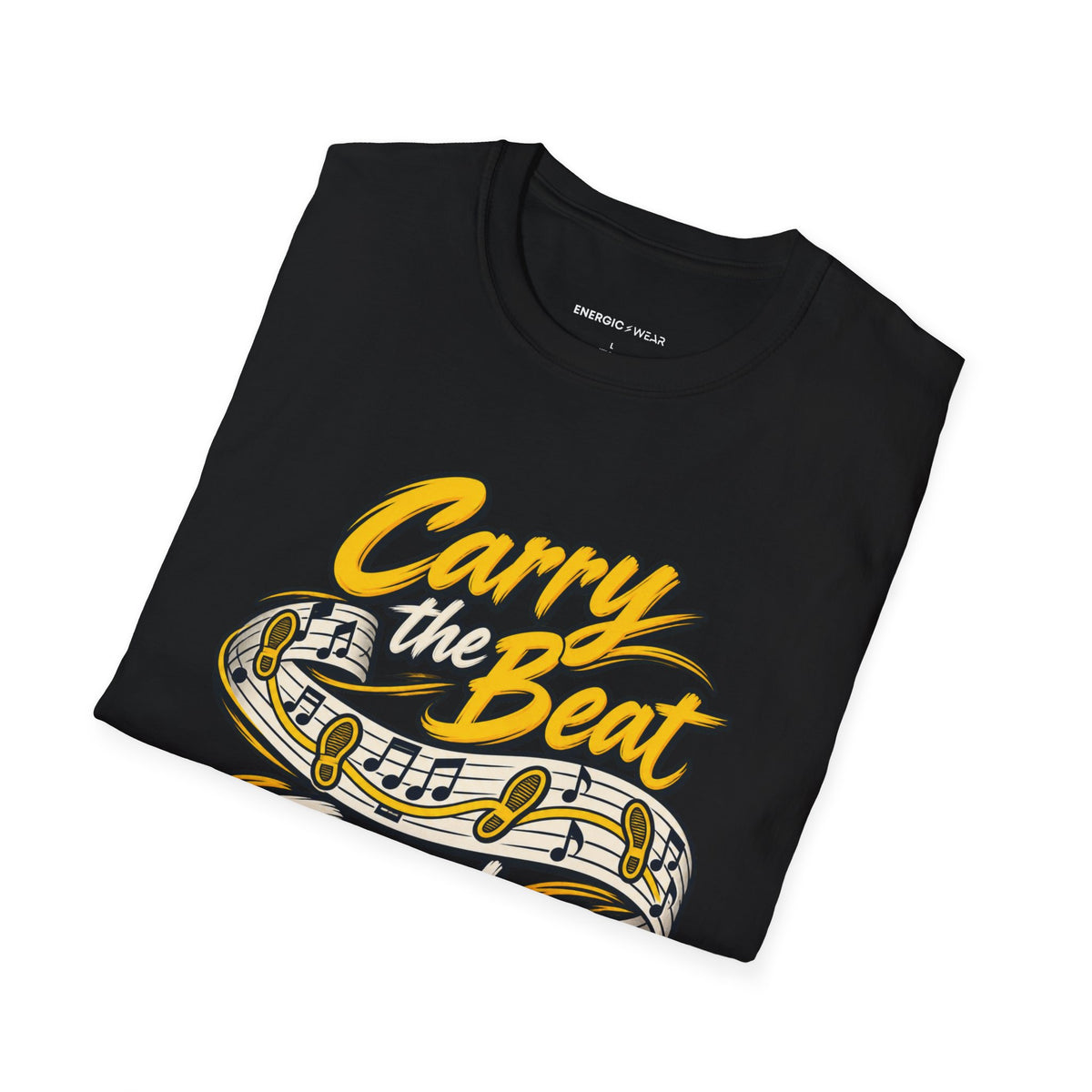 Graphic fitness T-shirt featuring the "Carry the Beat Through the Last Chorus" design.