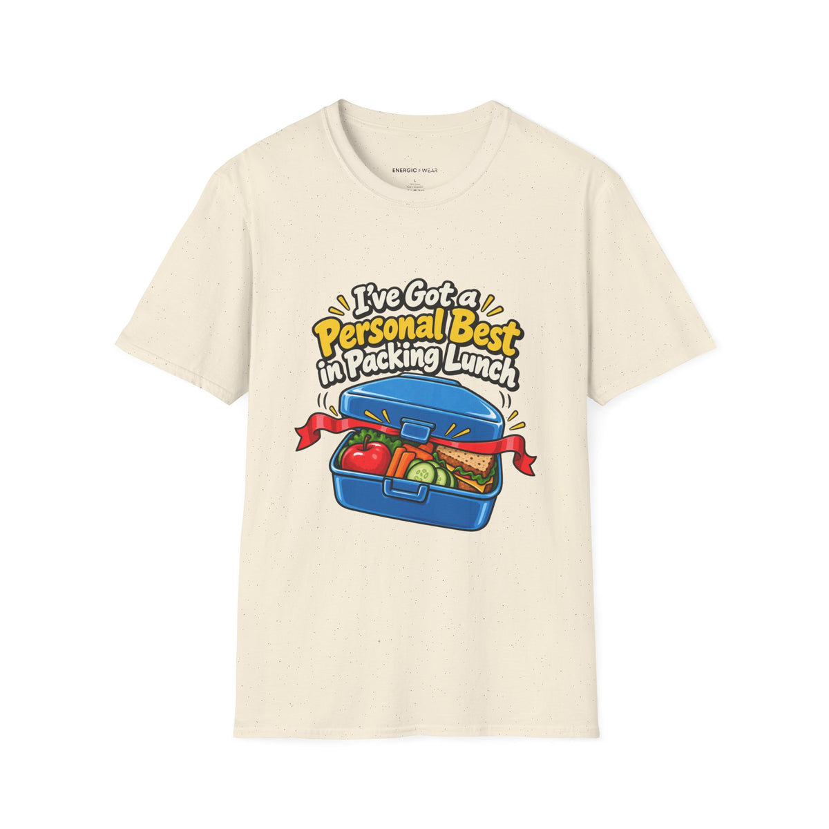 Graphic fitness T-shirt featuring the "I've Got a Personal Best in Packing Lunch" design.