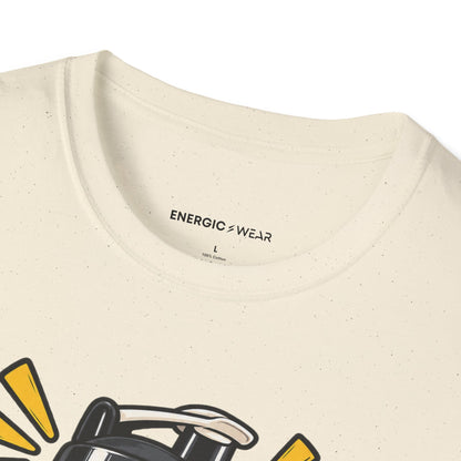 Graphic fitness T-shirt featuring the "My Protein Shaker Is a Percussion Instrument" design.