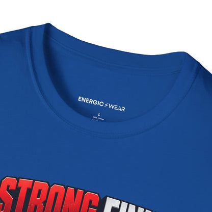 Graphic fitness T-shirt featuring the "A Strong Finish Starts With a Stable Middle" design.