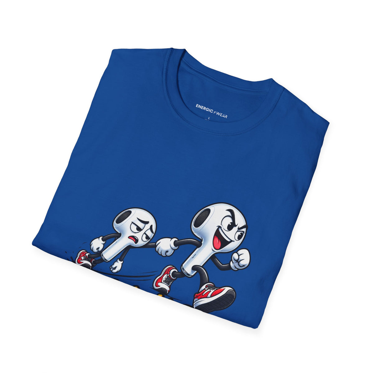 Graphic fitness T-shirt featuring the "One Earbud Is Doing All the Motivating" design.