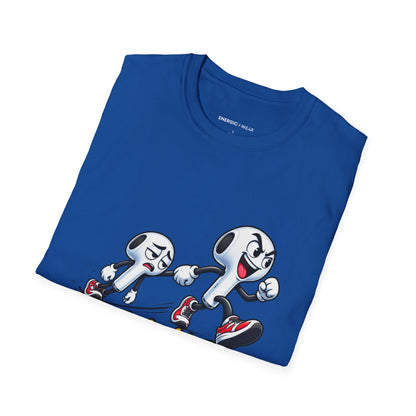 Graphic fitness T-shirt featuring the "One Earbud Is Doing All the Motivating" design.