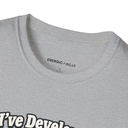 Graphic fitness T-shirt featuring the "I ve Developed Strong Opinions About Bench Upholstery" design.