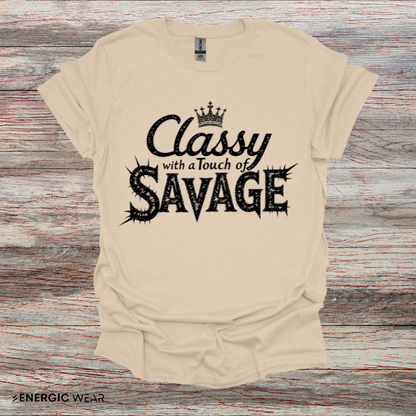 Classy 👑 With A Touch Of Savage - Funny Women’s Workout Tee