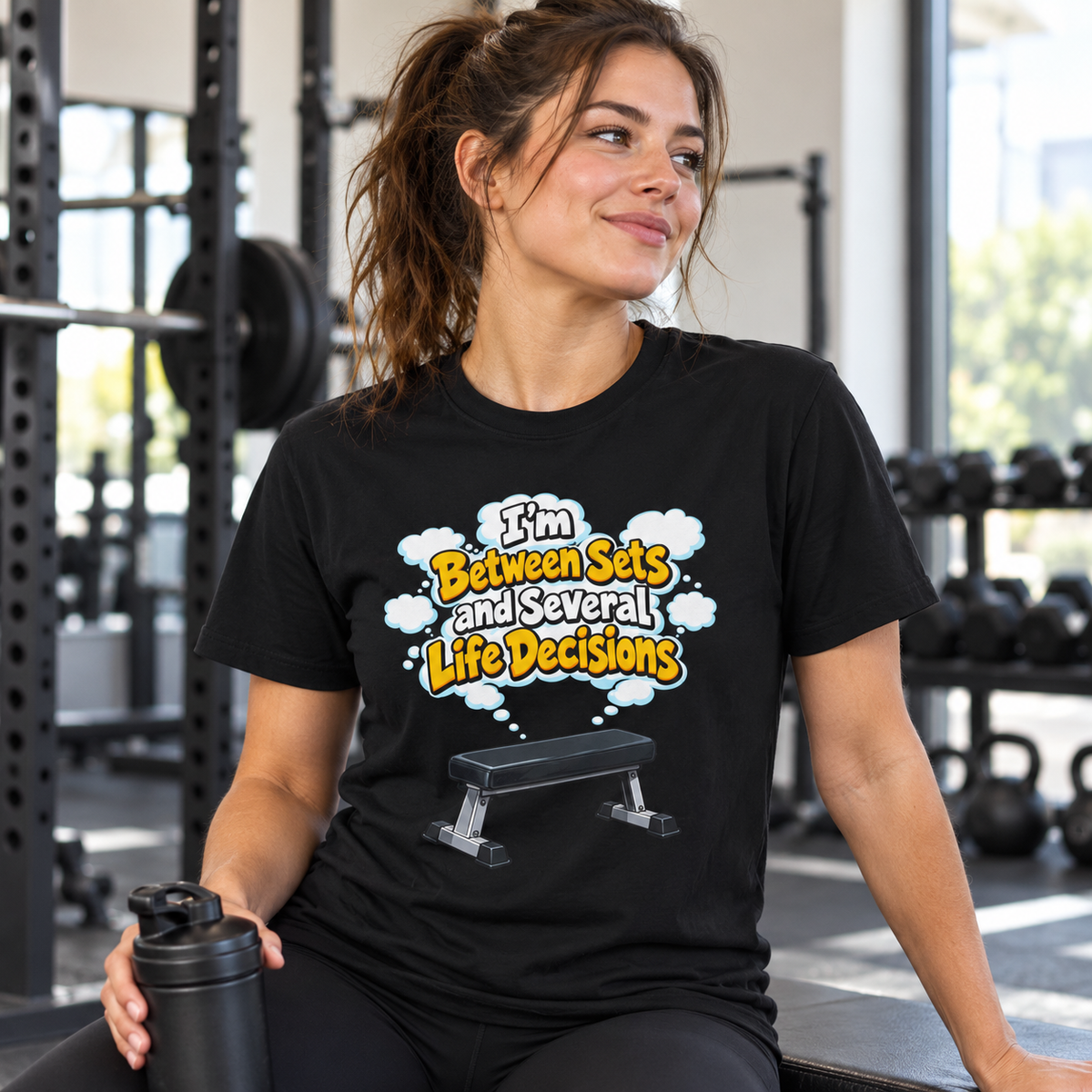 Female lifestyle mockup — between sets