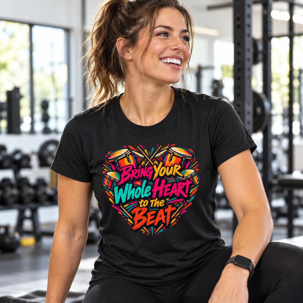 Female lifestyle mockup — Bring Your Whole Heart to the Beat