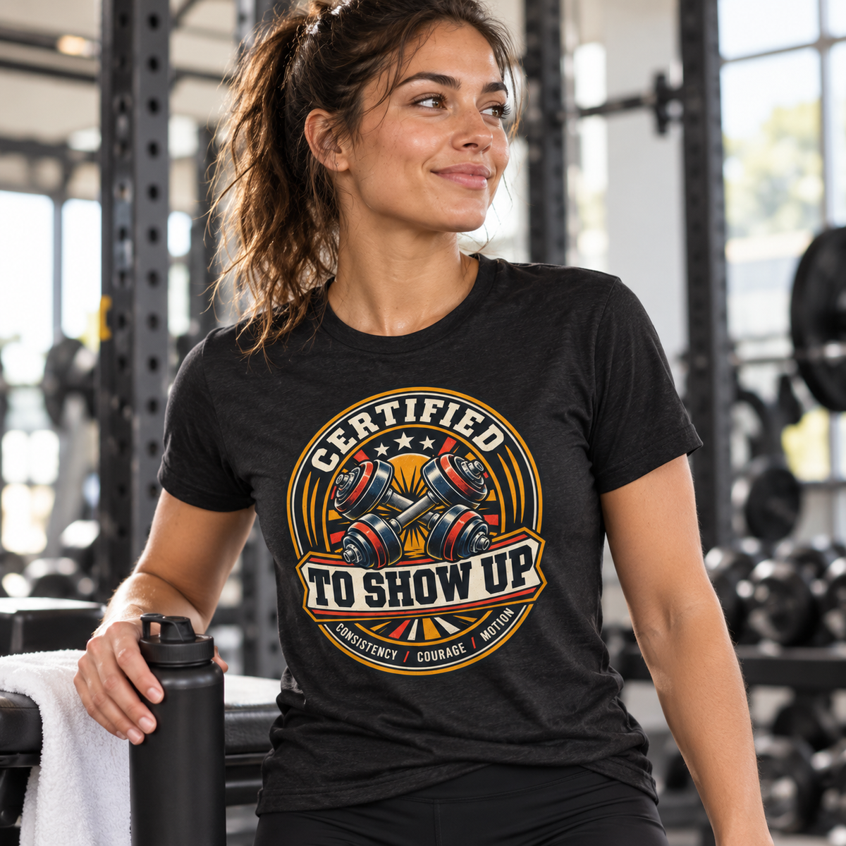 Female lifestyle mockup — Certified to Show Up