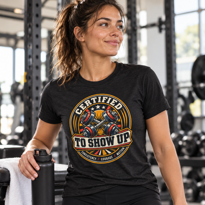 Female lifestyle mockup — Certified to Show Up