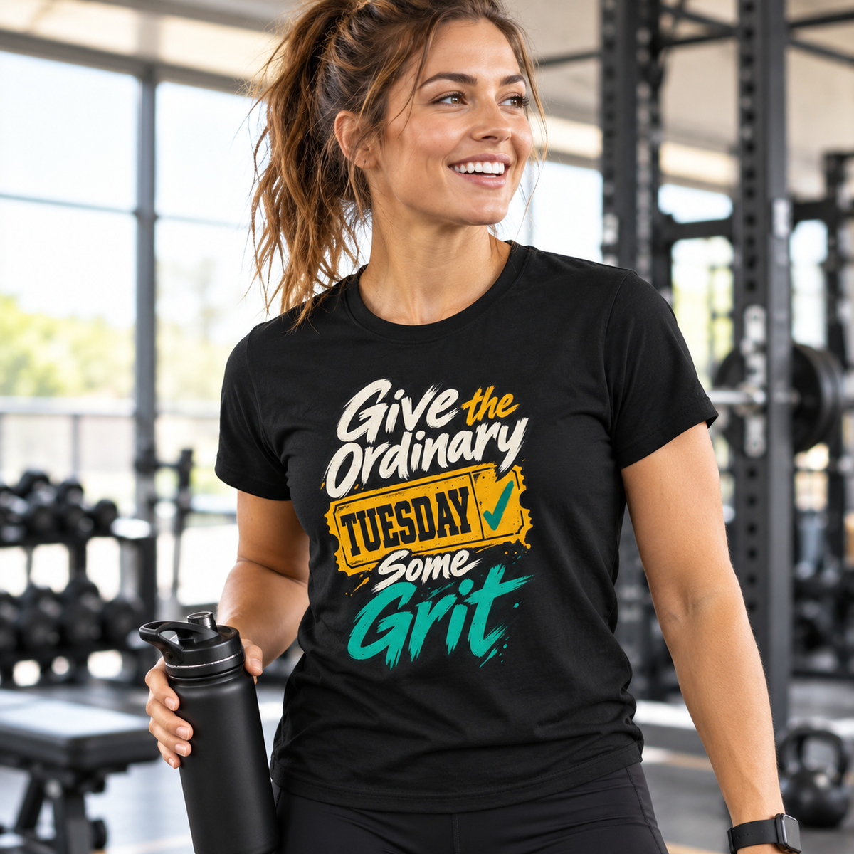 Female lifestyle mockup — Give the Ordinary Tuesday Some Grit