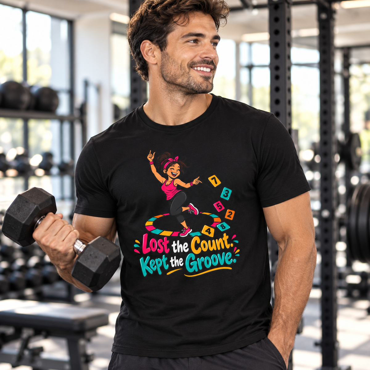 Male lifestyle mockup — Lost the Count, Kept the Groove