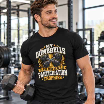 Male lifestyle mockup — My Dumbbells Are Just Heavy Participation Trophies