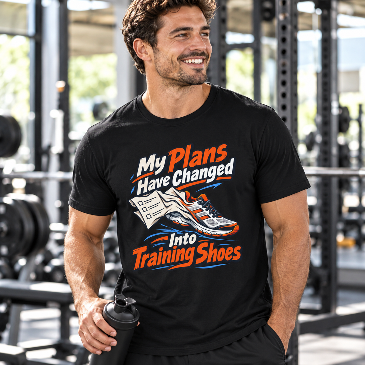 Male lifestyle mockup — My Plans Have Changed Into Training Shoes