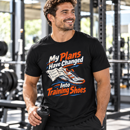 Male lifestyle mockup — My Plans Have Changed Into Training Shoes