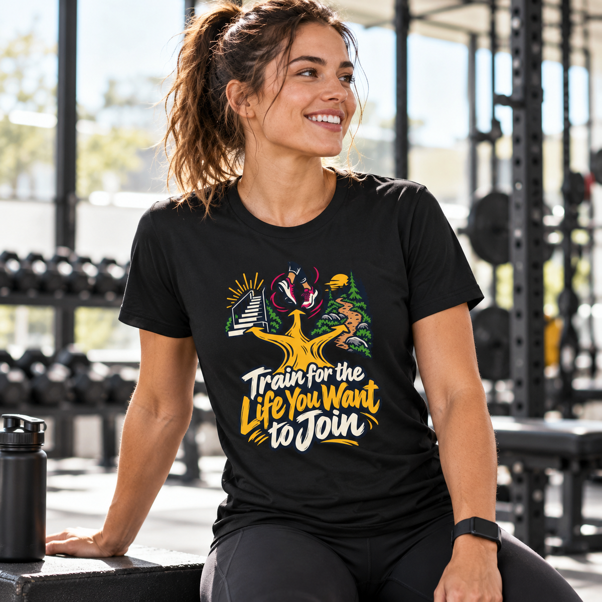Female lifestyle mockup — Train for the Life You Want to Join