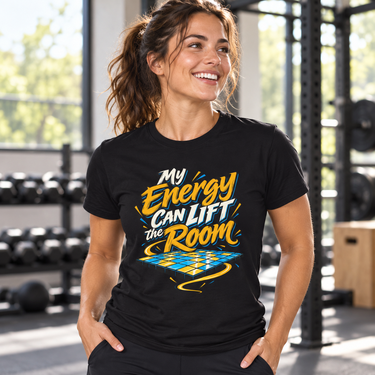 Female lifestyle mockup — energy room