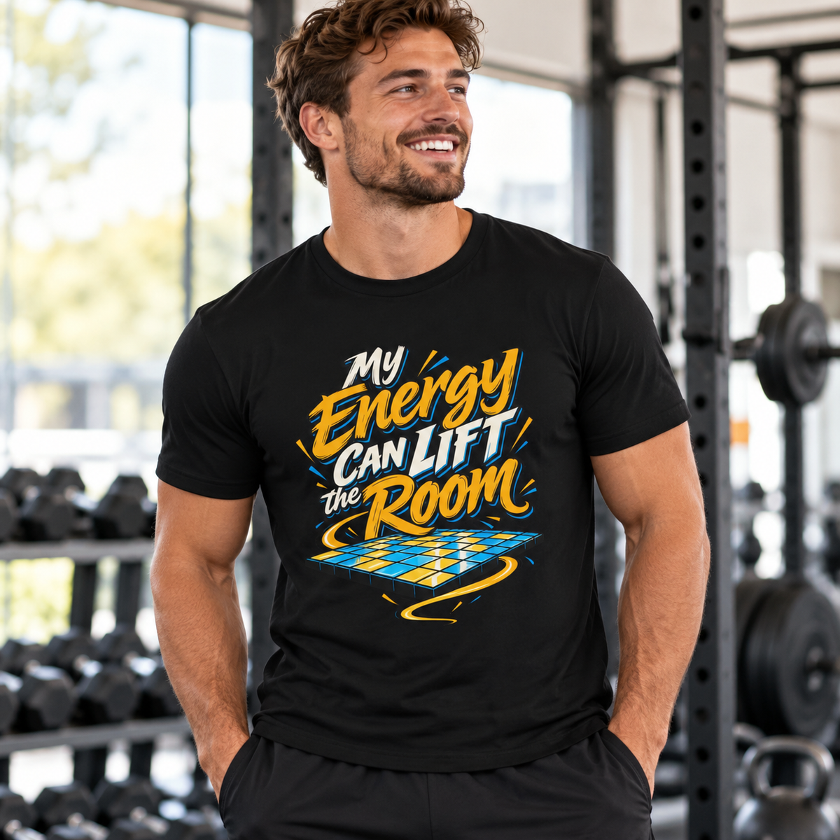 Male lifestyle mockup — energy room