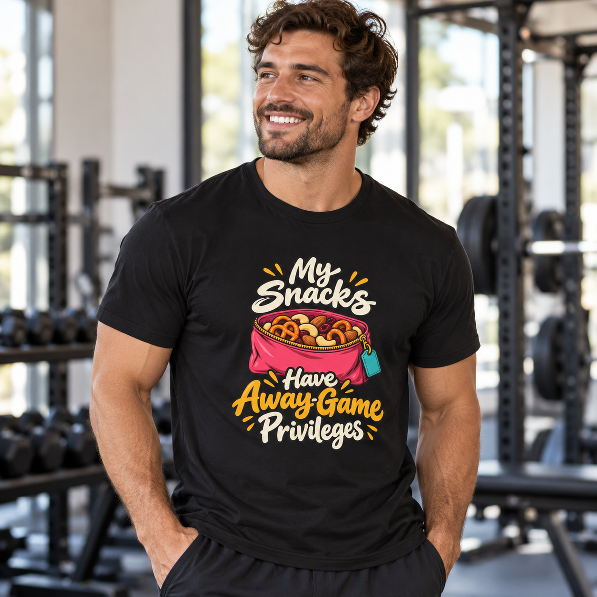 Male lifestyle mockup — My Freezer Is Part of the Training Plan T-Shirt