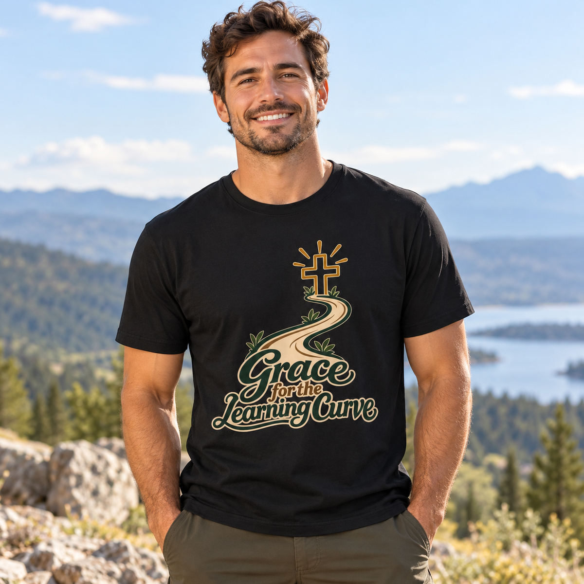 Male lifestyle mockup — grace for the learning curve