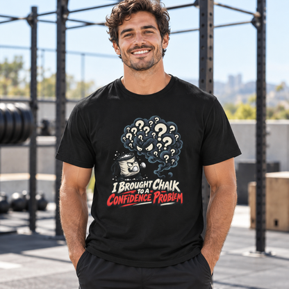 Male lifestyle mockup — i brought chalk to a confidence problem