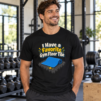 Male lifestyle mockup — i have a favorite gym floor tile