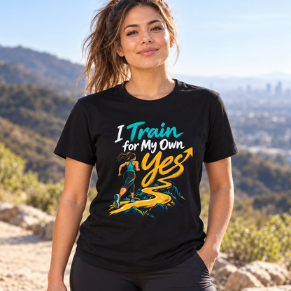Female lifestyle mockup — i train for my own yes