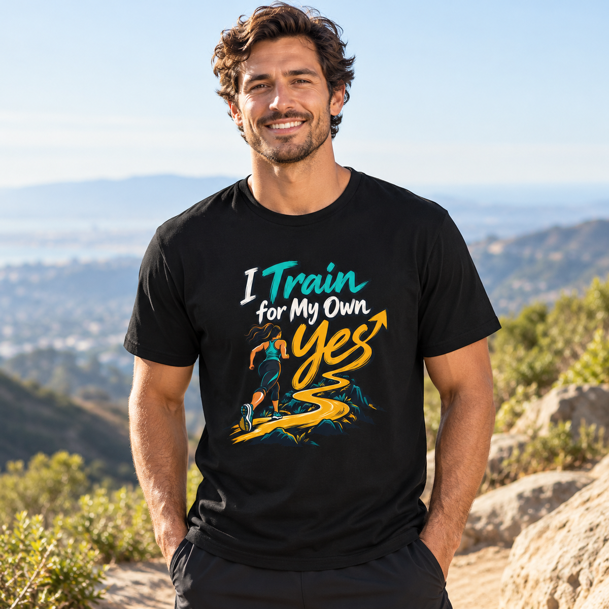 Male lifestyle mockup — i train for my own yes