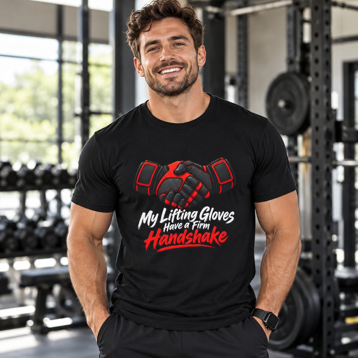 Male lifestyle mockup — lifting gloves