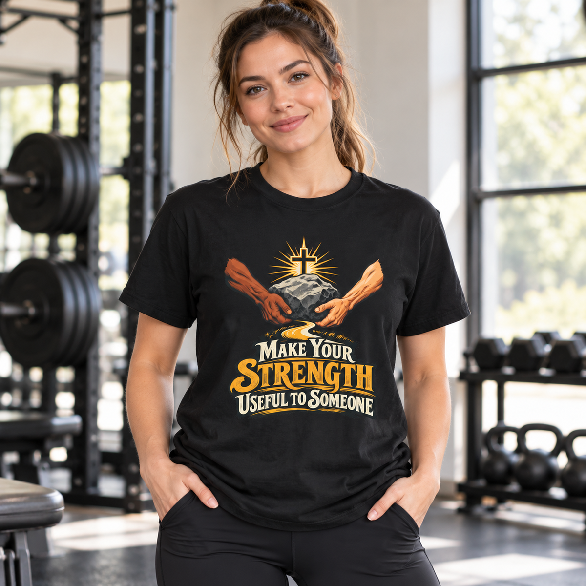 Female lifestyle mockup — make your strength useful to someone