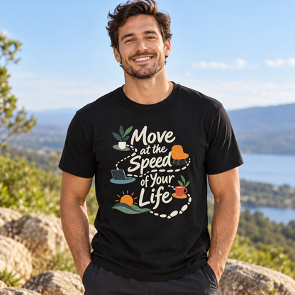 Male lifestyle mockup — move at the speed of your life