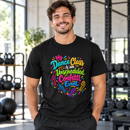 Male lifestyle mockup — my dance class is an unscheduled confetti event