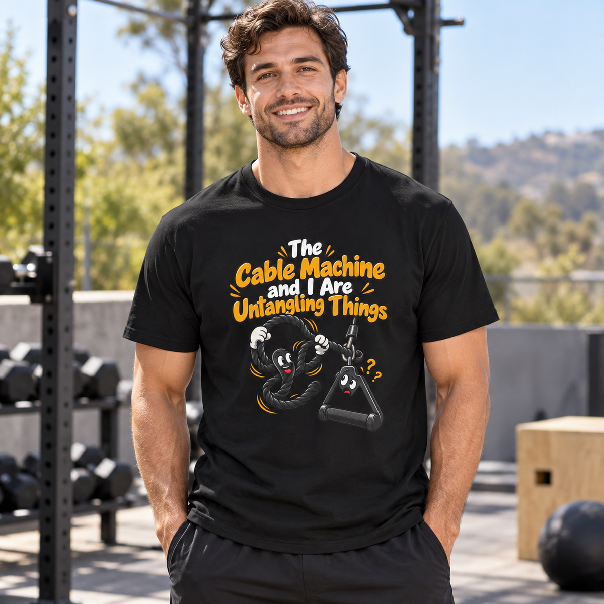 Male lifestyle mockup — my lifting shoes have office hours