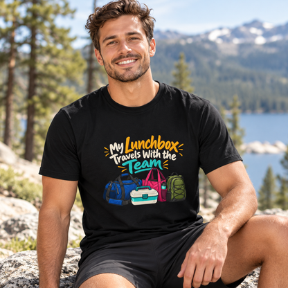 Male lifestyle mockup — my lunchbox travels with the team
