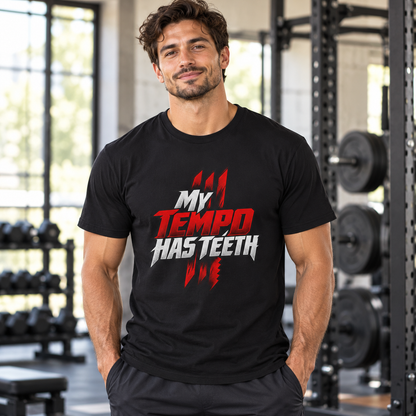 Male lifestyle mockup — my tempo has teeth