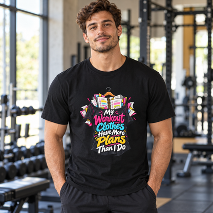 Male lifestyle mockup — my workout clothes have more plans than i do