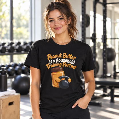 Female lifestyle mockup — peanut butter is a household training partner