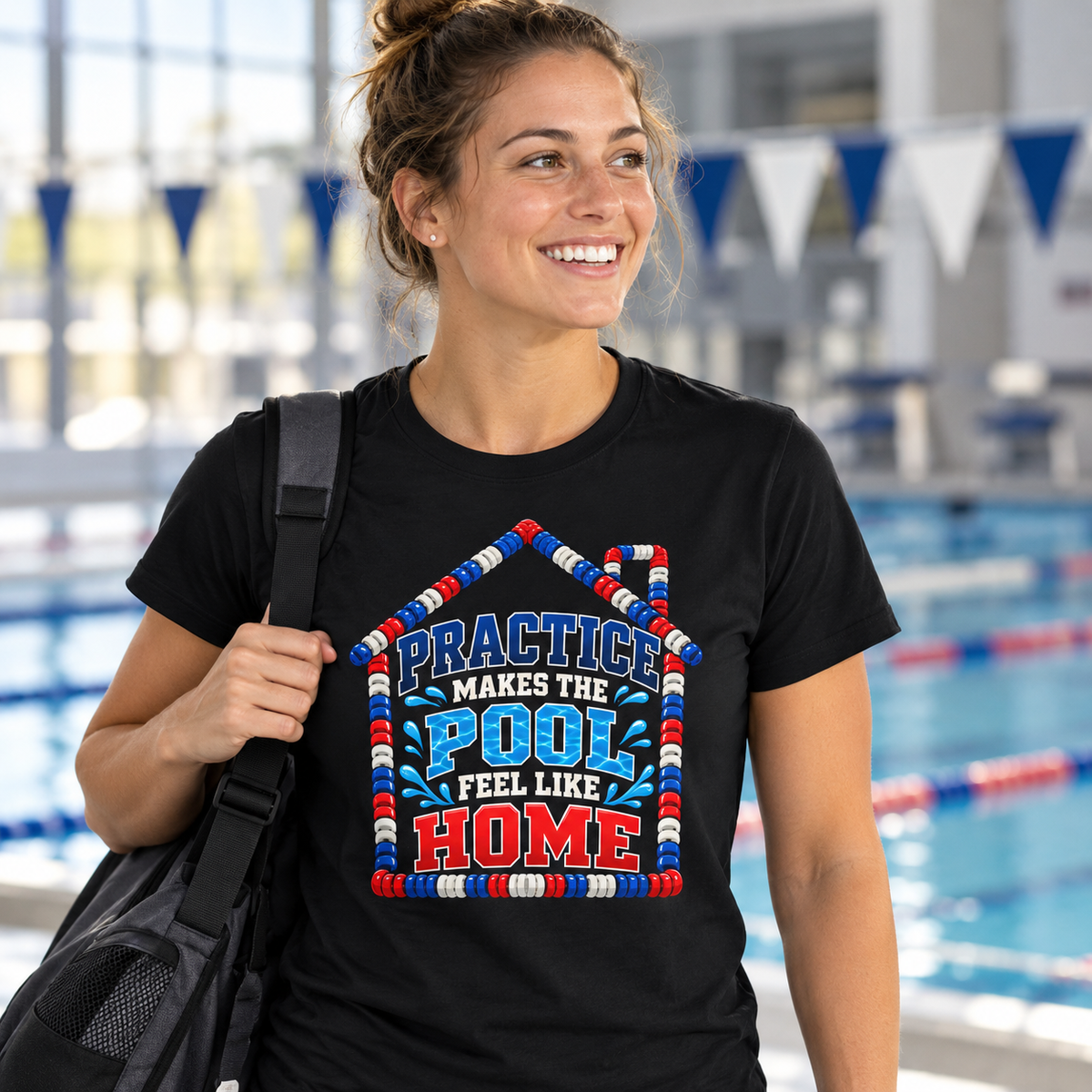 Female lifestyle mockup — pool home