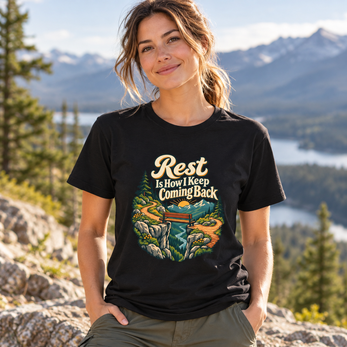 Female lifestyle mockup — rest is how i keep coming back