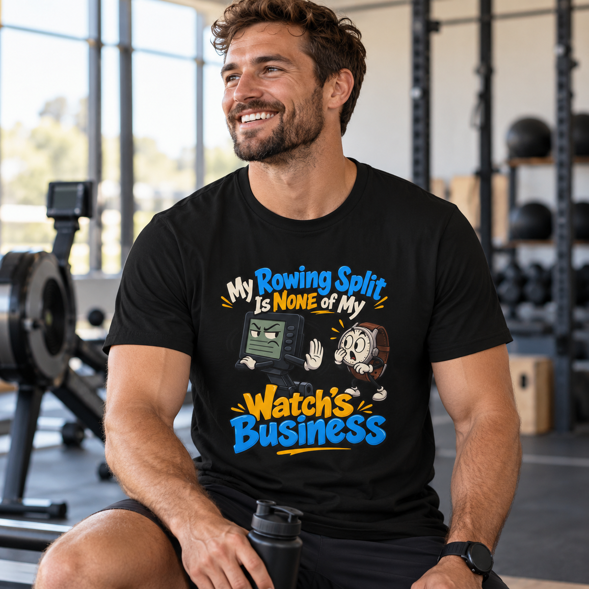 Male lifestyle mockup — rowing split