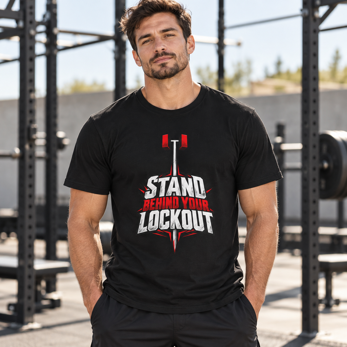 Male lifestyle mockup — stand behind your lockout