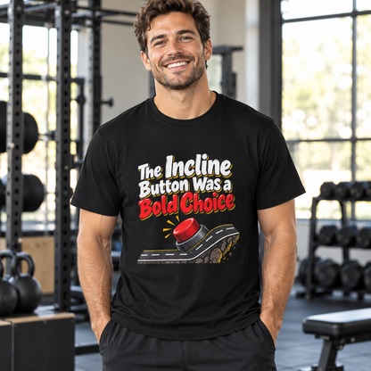 Male lifestyle mockup — the incline button was a bold choice