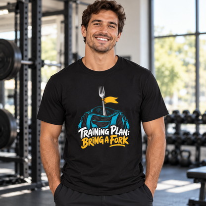 Female lifestyle mockup — training plan bring a fork